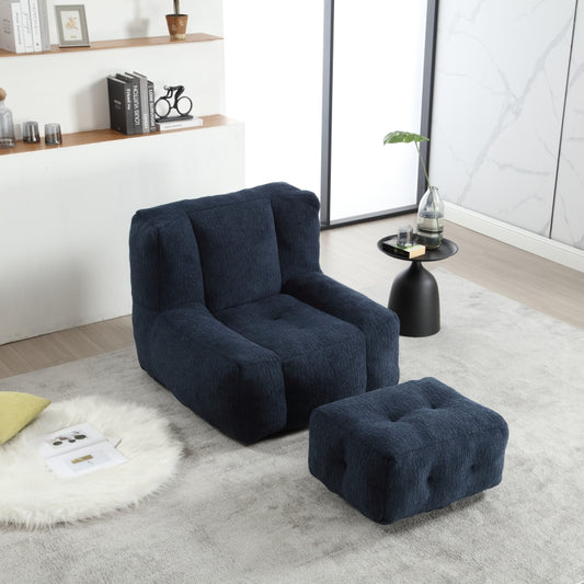 Modern Plush Bean Bag Chair for Living Room with Ottoman