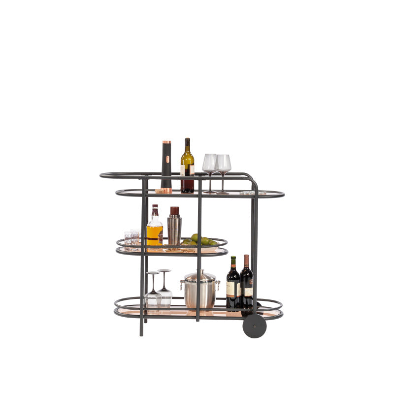 Modern Bar Cart for Entertaining, Black Finish
