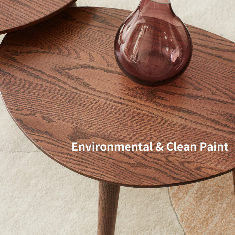Modern Pebble-Shaped Coffee Table for Living Room, Solid Oak