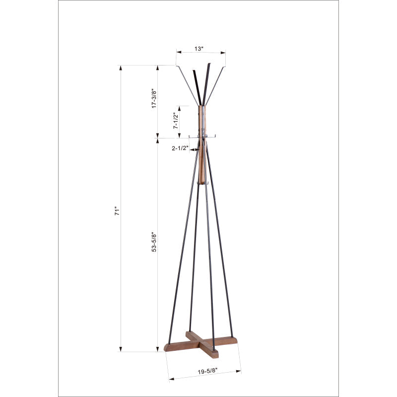 Reclaimed Wood & Metal Coat Rack for Bedroom & Living Room
