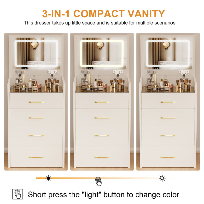 Compact Makeup Vanity for Bedroom with Lift-Top Mirror