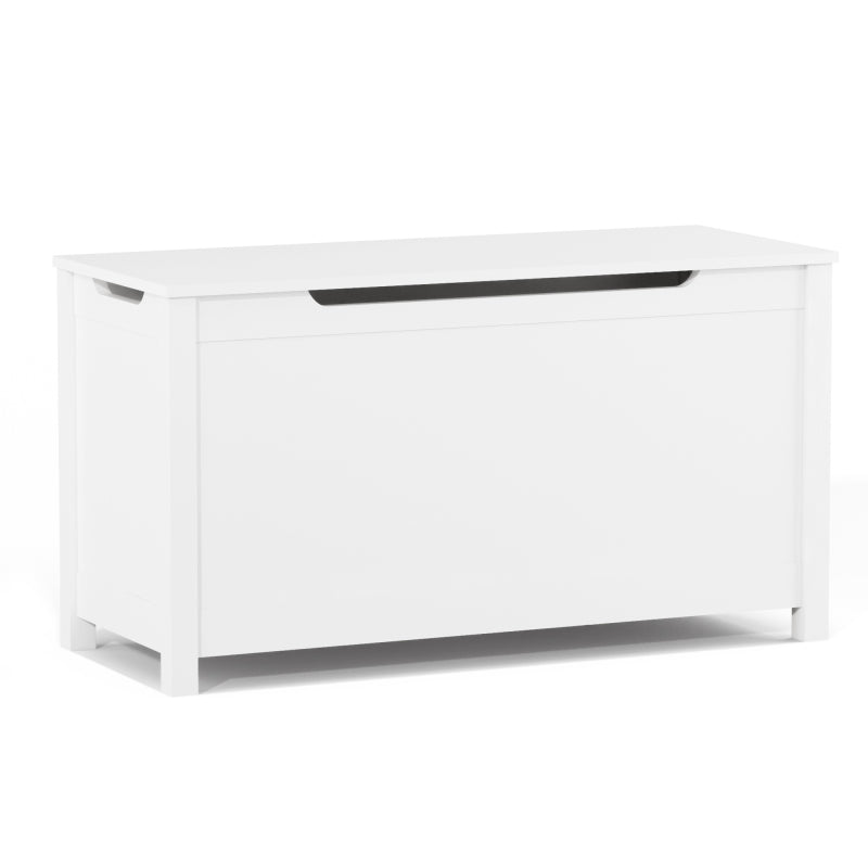 White Kids' Toy Box for Playroom with Safety Hinged Lid