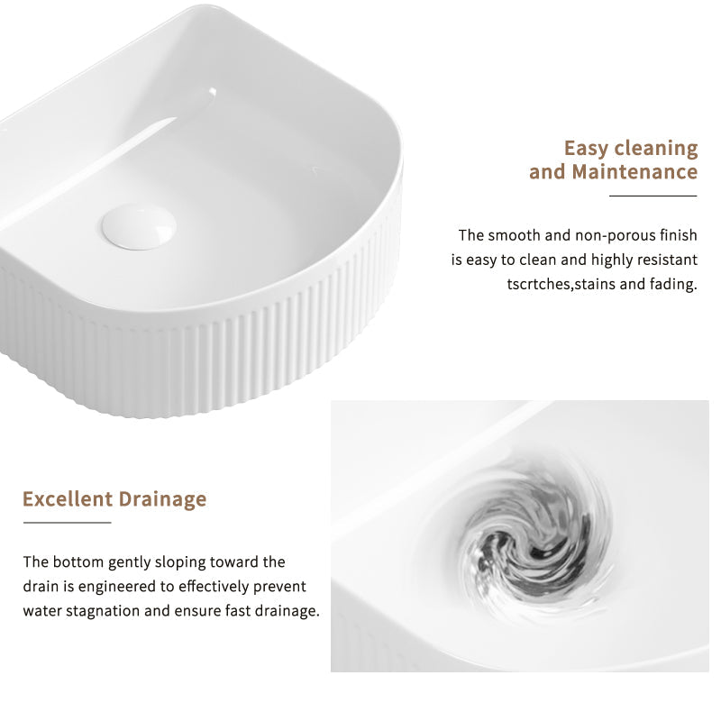 Modern Rectangle Vessel Sink for Powder Rooms Glossy Ceramic