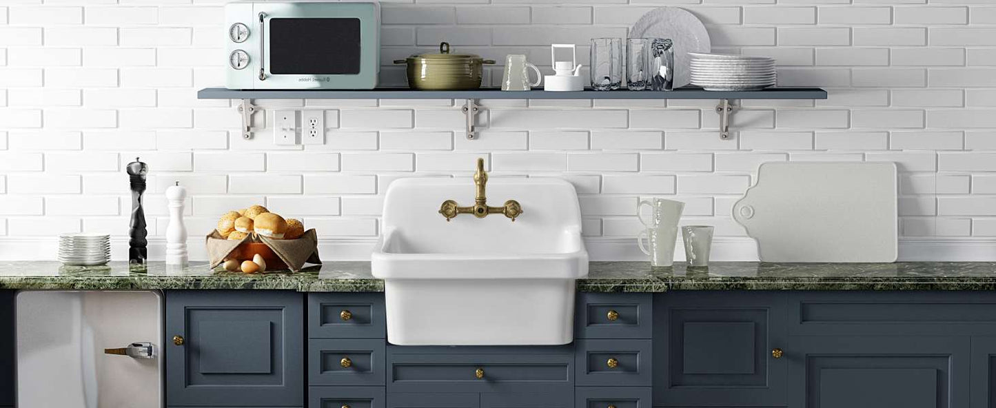 ELLAI Farmhouse Wall-Mount Utility Laundry Sink, High-Back