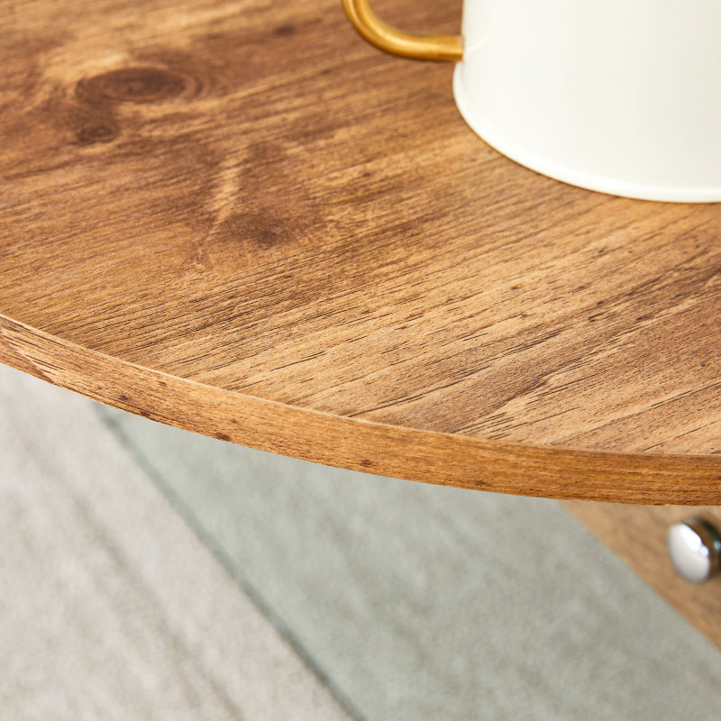 Natural Oval Coffee Table, Living Room, Glass Sides, Drawers
