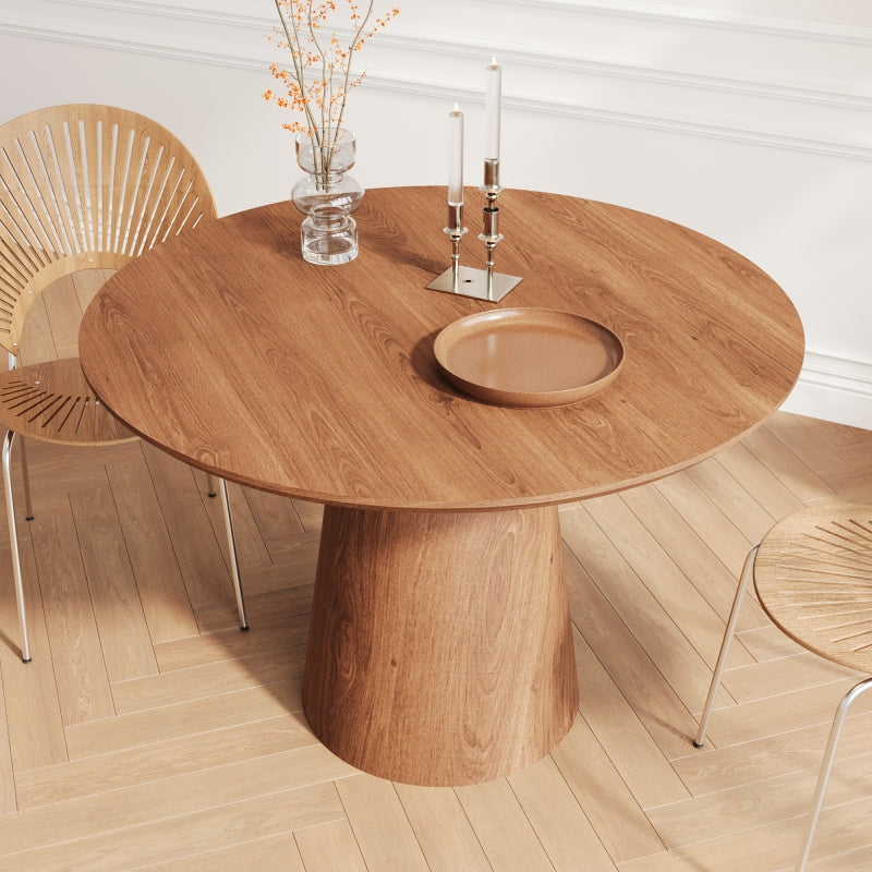 Modern Minimalist 43-inch Round Dining Table, Natural Wood
