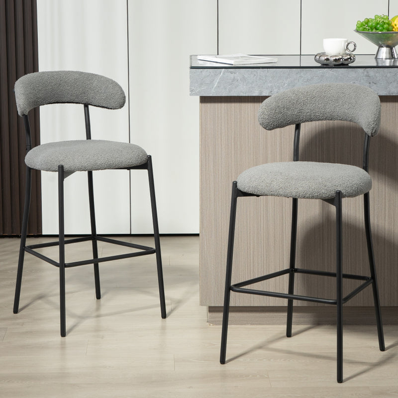 Cozy Teddy Fabric Counter Stool, Kitchen Island, Black Base