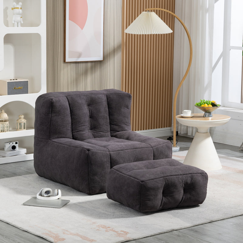Modern Plush Bean Bag Chair for Living Room with Ottoman