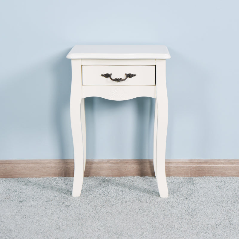 Classic White Living Room Side Table with Drawer