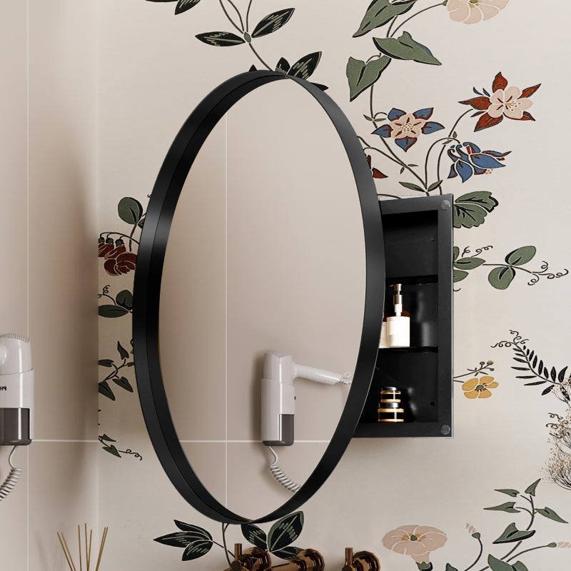 Black Metal Bathroom Medicine Cabinet, Adjustable Shelves