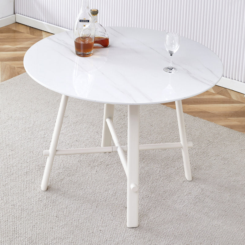 Modern Round Dining Table, Dining Room, 42-Inch White Top