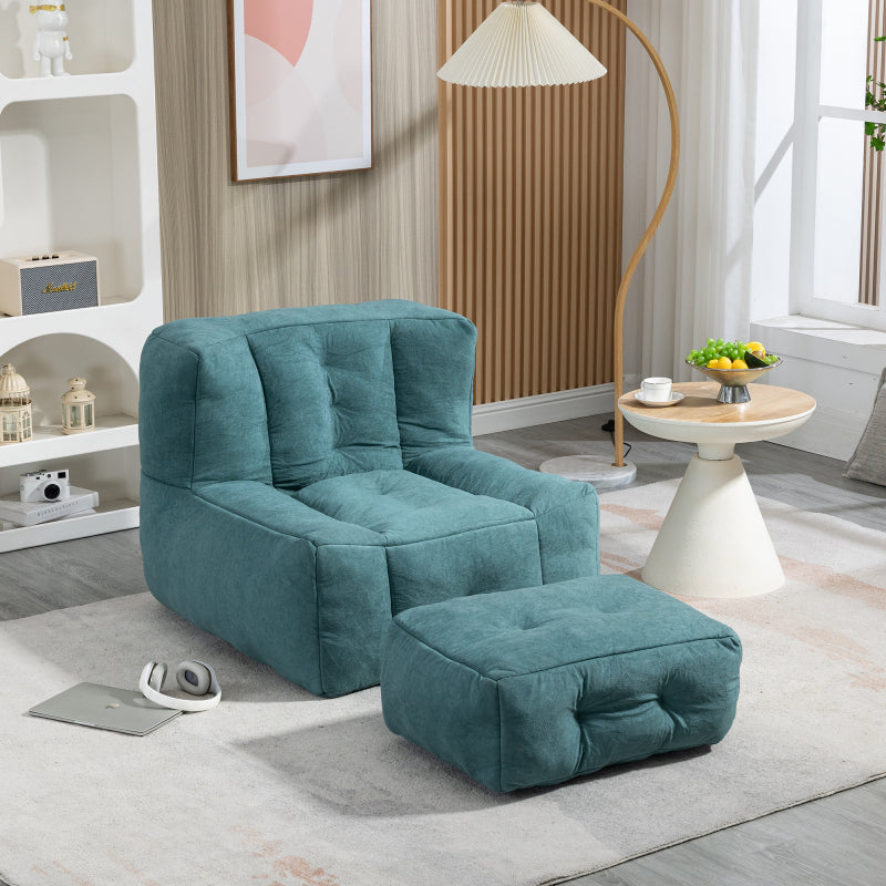 Modern Plush Bean Bag Chair for Living Room with Ottoman