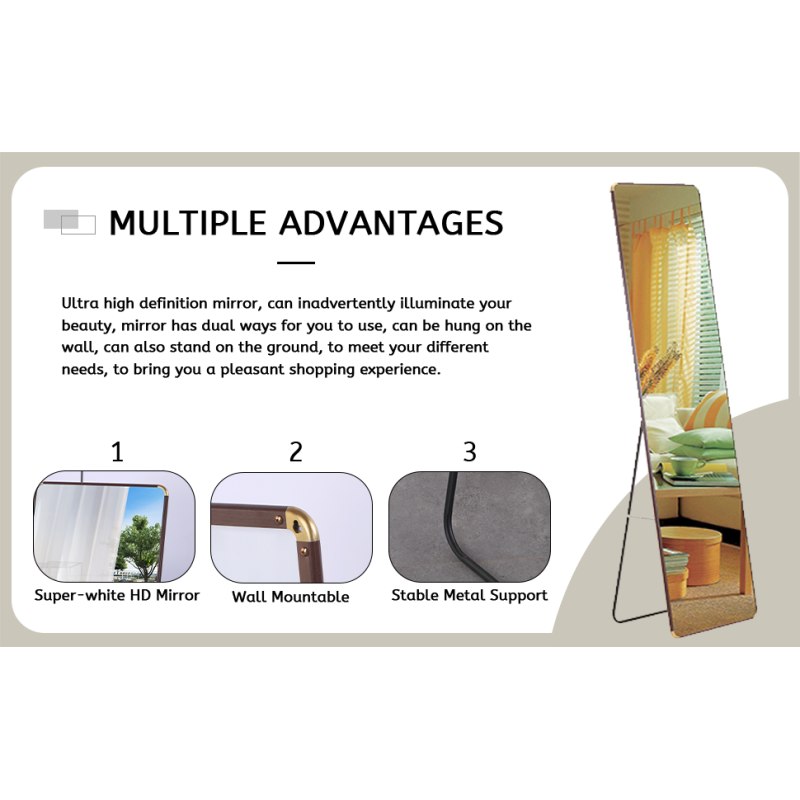 Modern Full-Length Mirror for Bedroom, 60x16 Stand/Wall