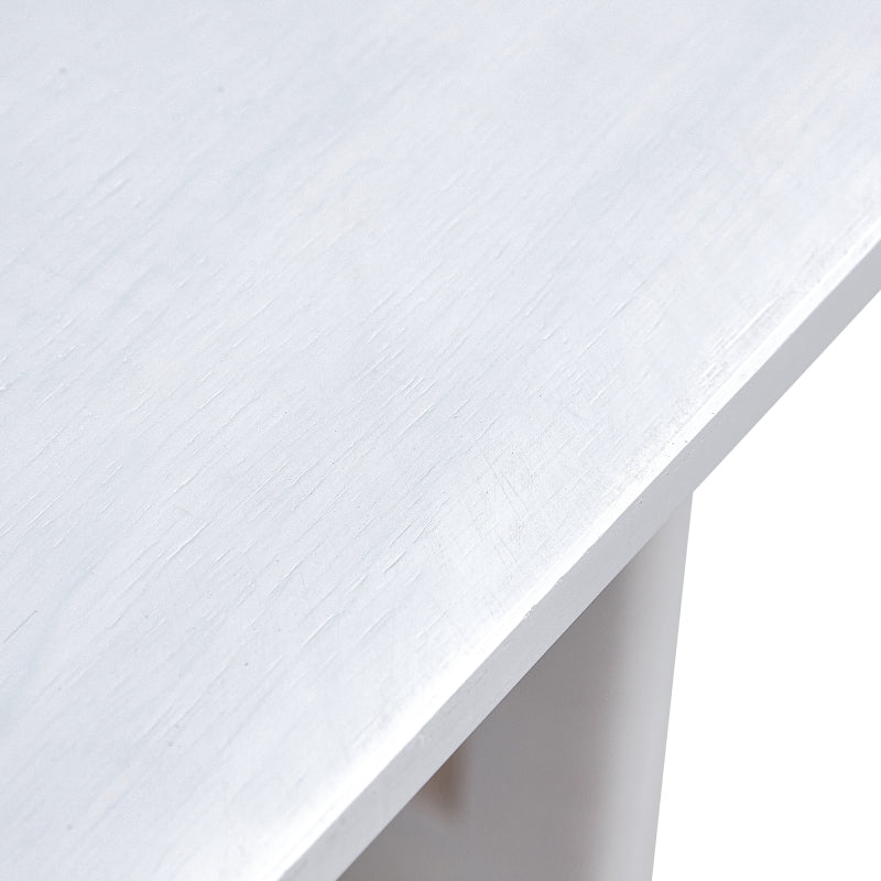 Asian-Style White Solid Wood Coffee Table, Faux Rattan Legs