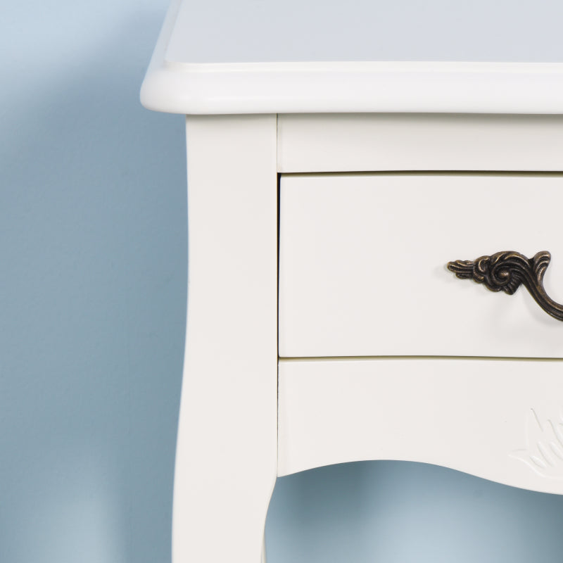 Classic White Living Room Side Table with Drawer