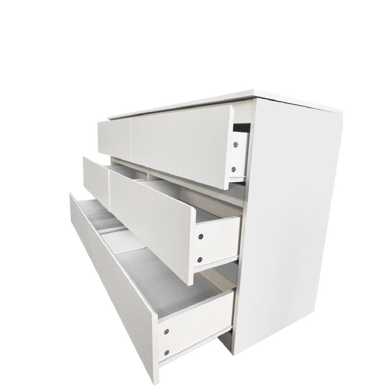 Modern 6-Drawer Double Dresser for Bedroom, Sleek White