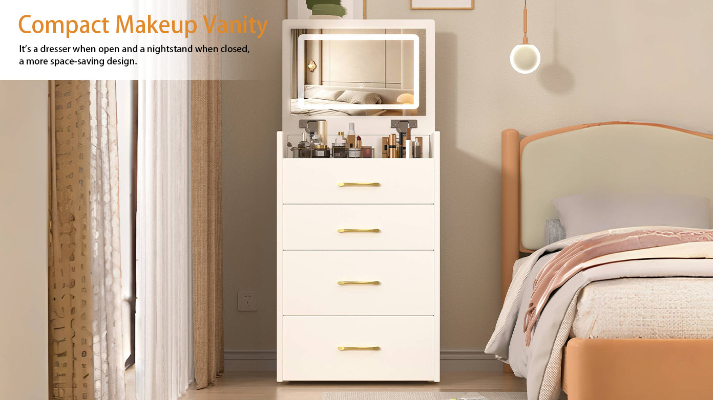 Compact Makeup Vanity for Bedroom with Lift-Top Mirror