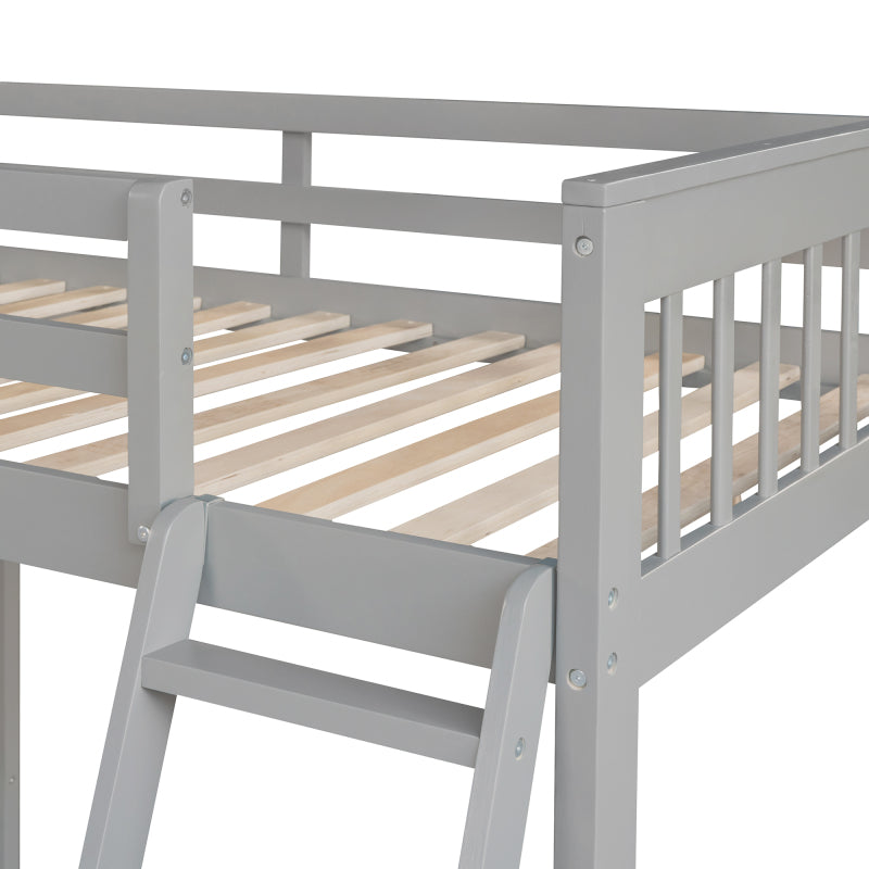 Modern L-Shaped Twin/Full Kids' Bunk with Stairs & Drawers