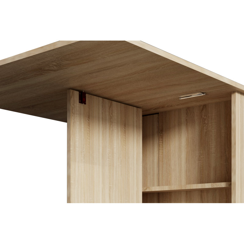 DFW Space-Saving Folding Dining Table with Shelves & Wheels