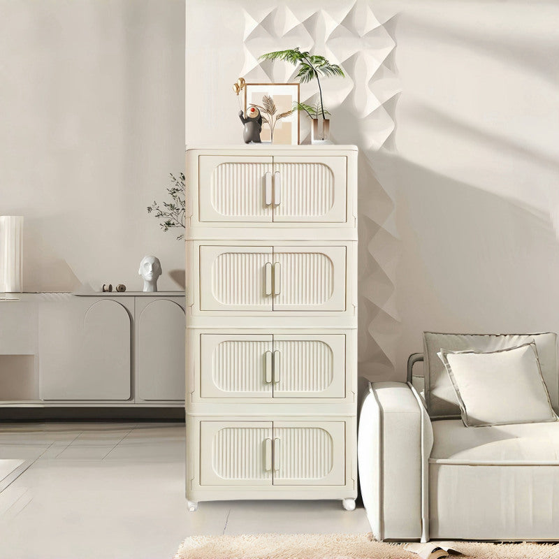 Modern Cream Folding Storage Cabinet for Entryway