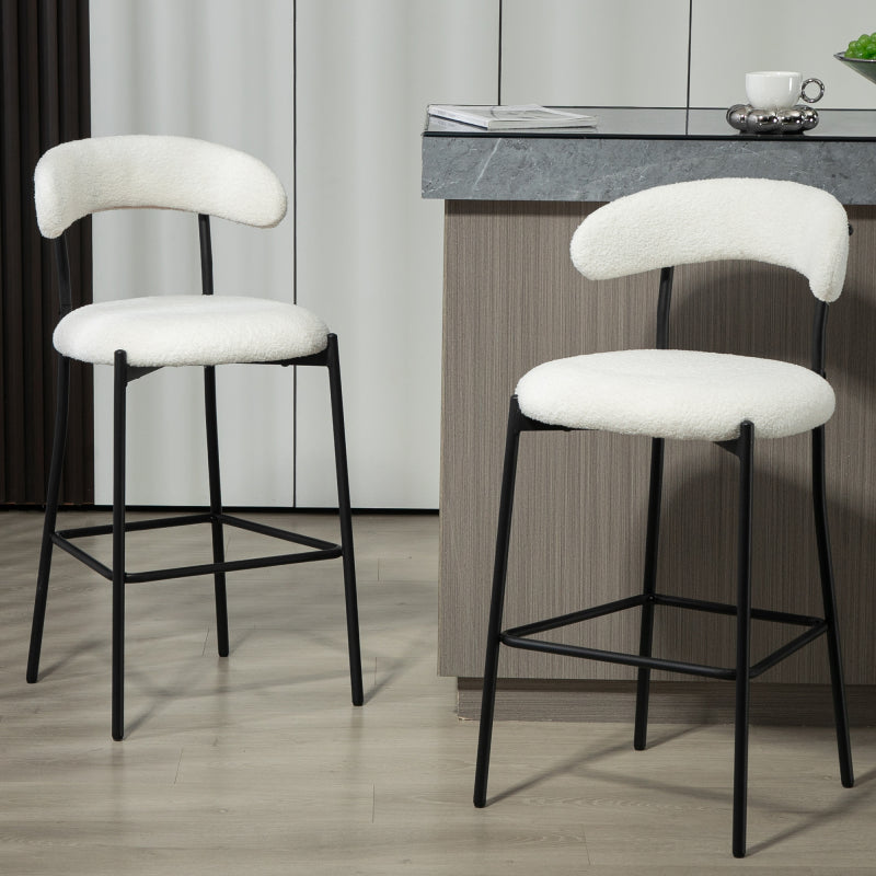 Cozy Teddy Fabric Counter Stool, Kitchen Island, Black Base