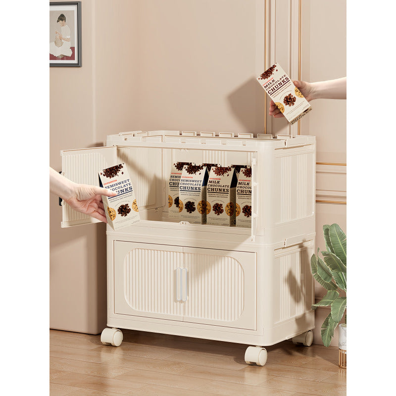 Cream White Collapsible Storage Cabinet for Bathroom