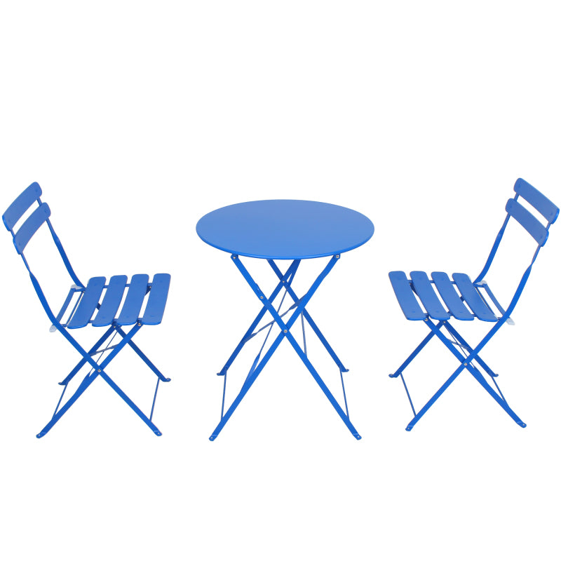 Modern 3-Piece Metal Bistro Set for Patio & Balcony, Pink