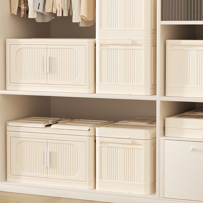 Modern Cream Folding Storage Cabinet for Entryway
