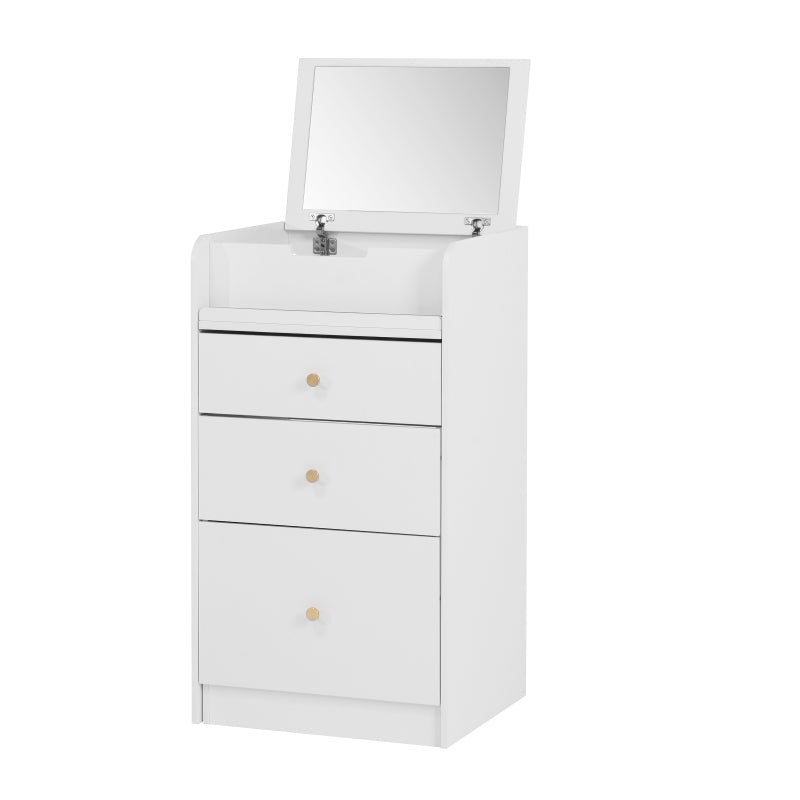 Compact Modern White Vanity Desk, Mirror & Chair for Bedroom