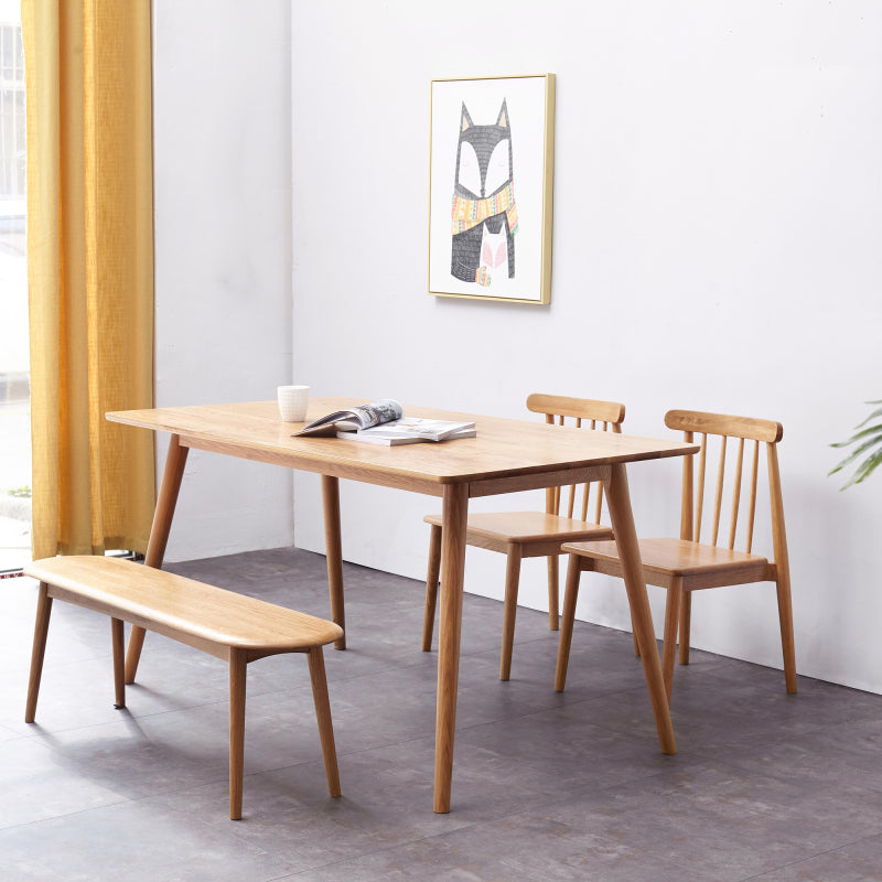 Natural Solid Oak Dining Bench for Dining Room