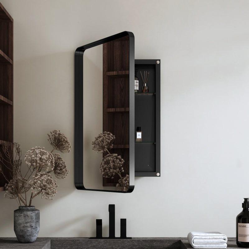 Black Metal Bathroom Medicine Cabinet, Adjustable Shelves