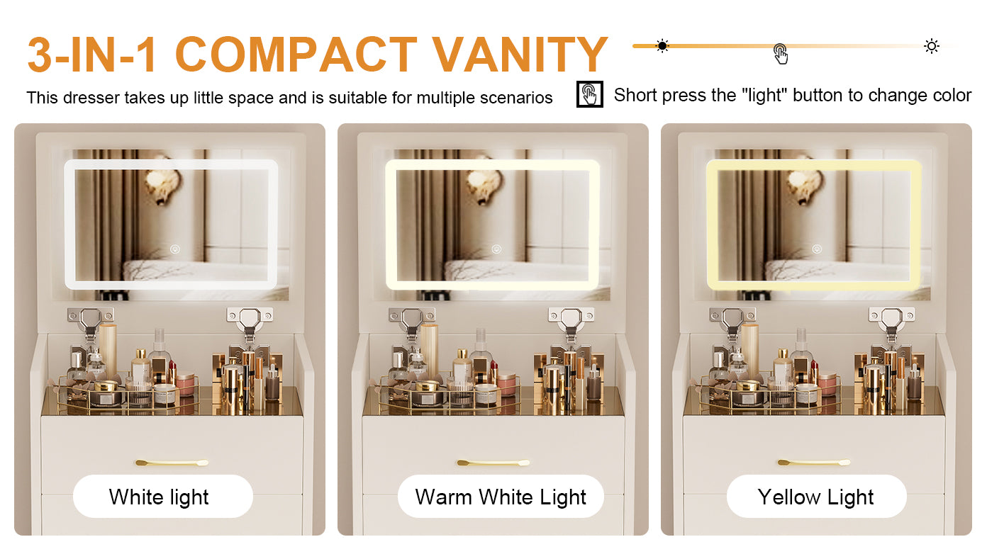 Compact Makeup Vanity for Bedroom with Lift-Top Mirror