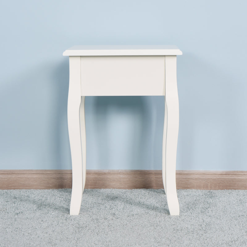 Classic White Living Room Side Table with Drawer