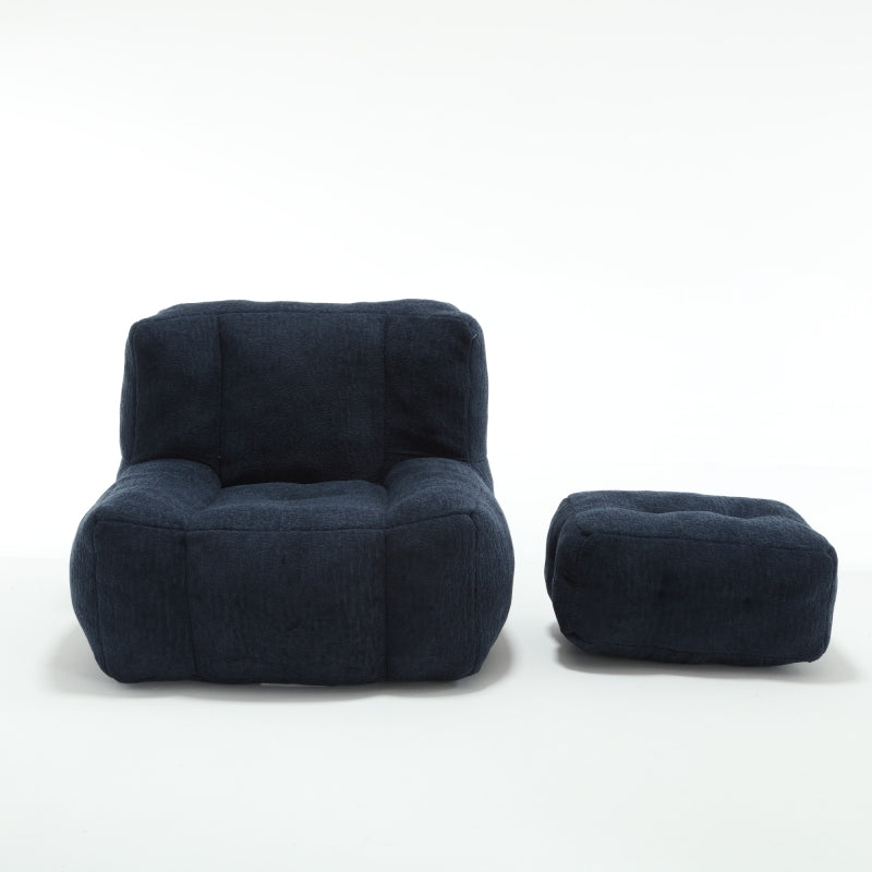 Modern Plush Bean Bag Chair for Living Room with Ottoman