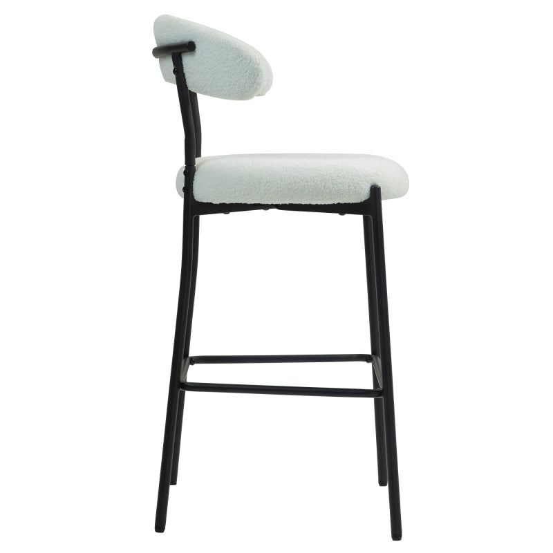 Cozy Teddy Fabric Counter Stool, Kitchen Island, Black Base