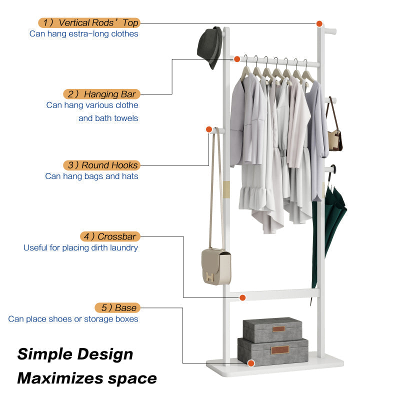 Modern Solid Wood Coat Rack for Entryway, Easy Assembly