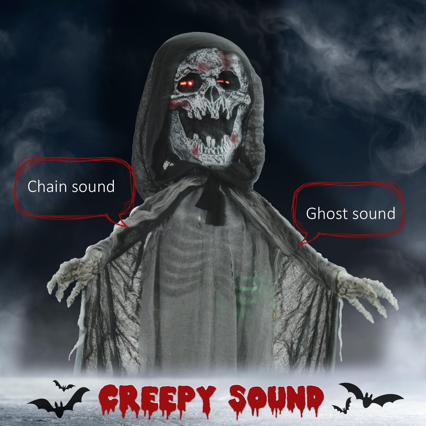 Outsunny Life-Size Skeleton Witch Yard Prop Motion & Sound
