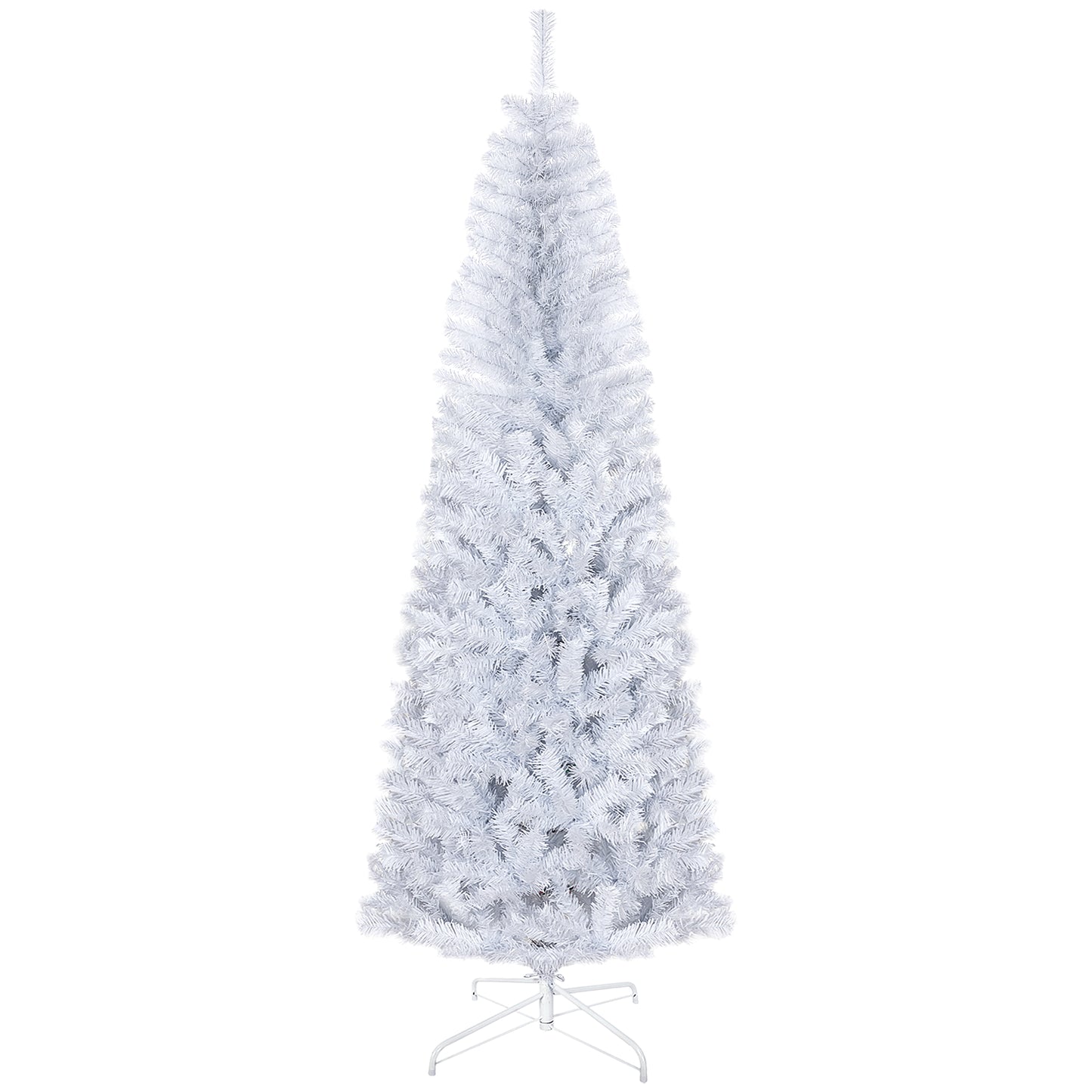 HOMCOM Slim 7 ft White Christmas Tree with Stand for Corners