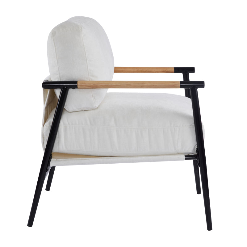 Modern Accent Chair for Living Room, Plush Seat & Wood Arms