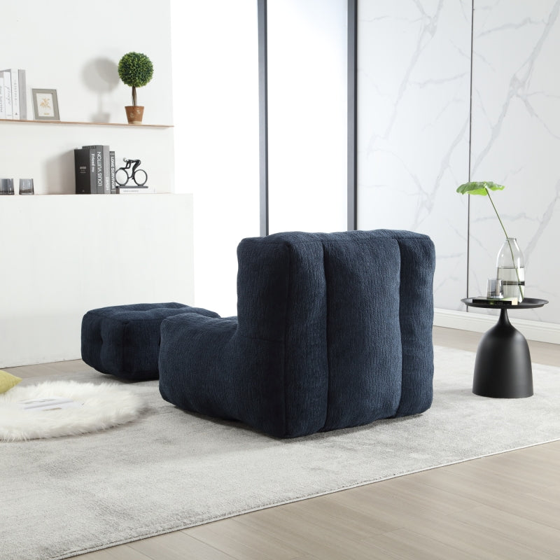 Modern Plush Bean Bag Chair for Living Room with Ottoman