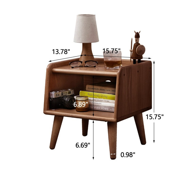 Nordic Solid Beech Nightstand, Compact Bedroom Storage