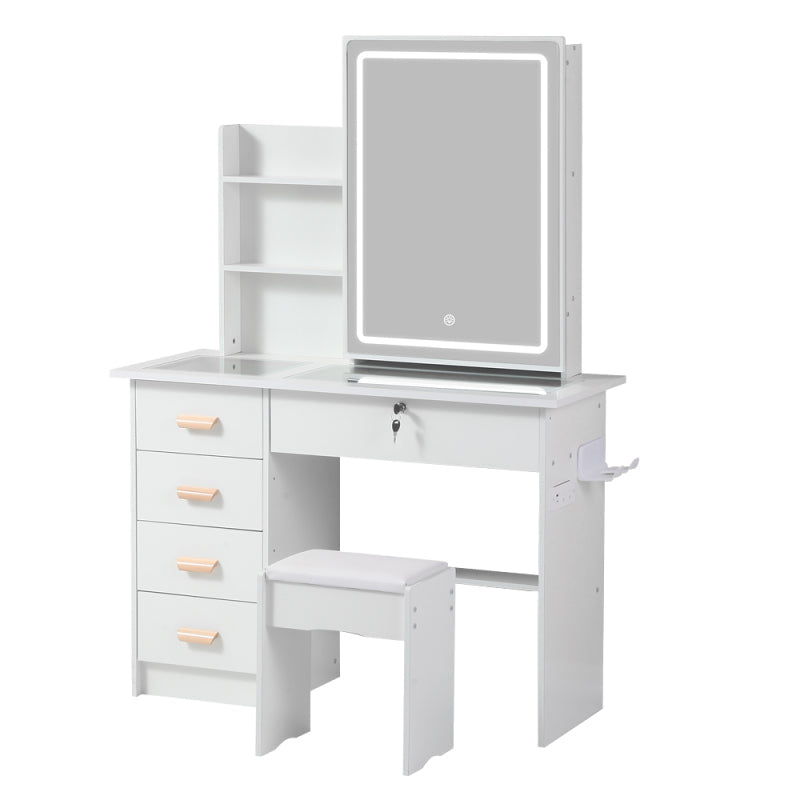 Modern Bedroom Vanity with Smart LED Mirror & Drawers