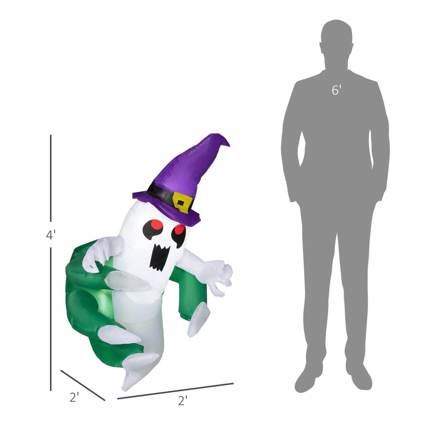 Outsunny Halloween LED Inflatable Window Ghost, 3.9 ft