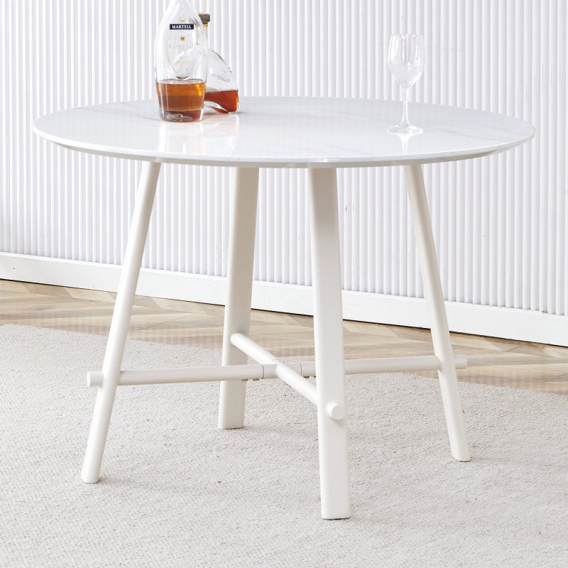 Modern Round Dining Table, Dining Room, 42-Inch White Top