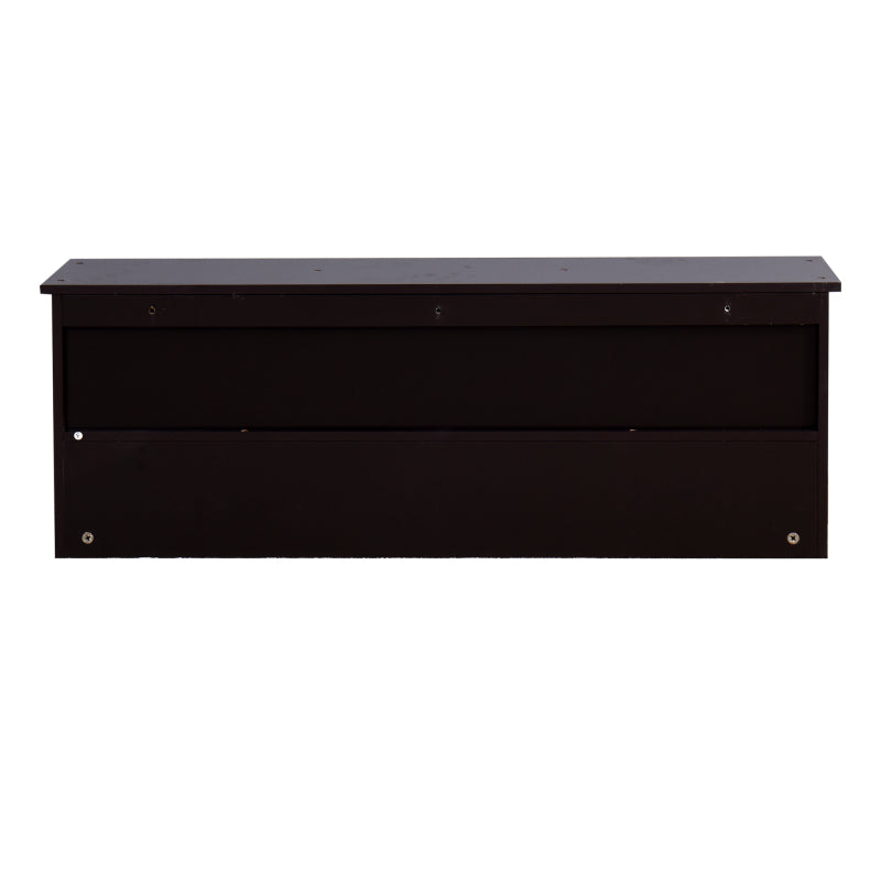 Espresso Wall-Mount Coat Rack Shelf, Entryway, 4 Dual Hooks