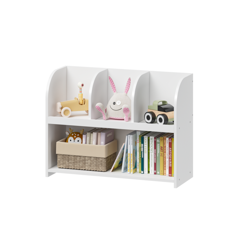 Modern Kids Bookcase for Nursery & Playroom with 4 Cubbies