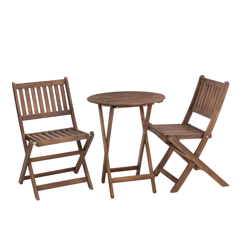 Natural Acacia 3-Pc Bistro Set for Patio & Balcony, Folding