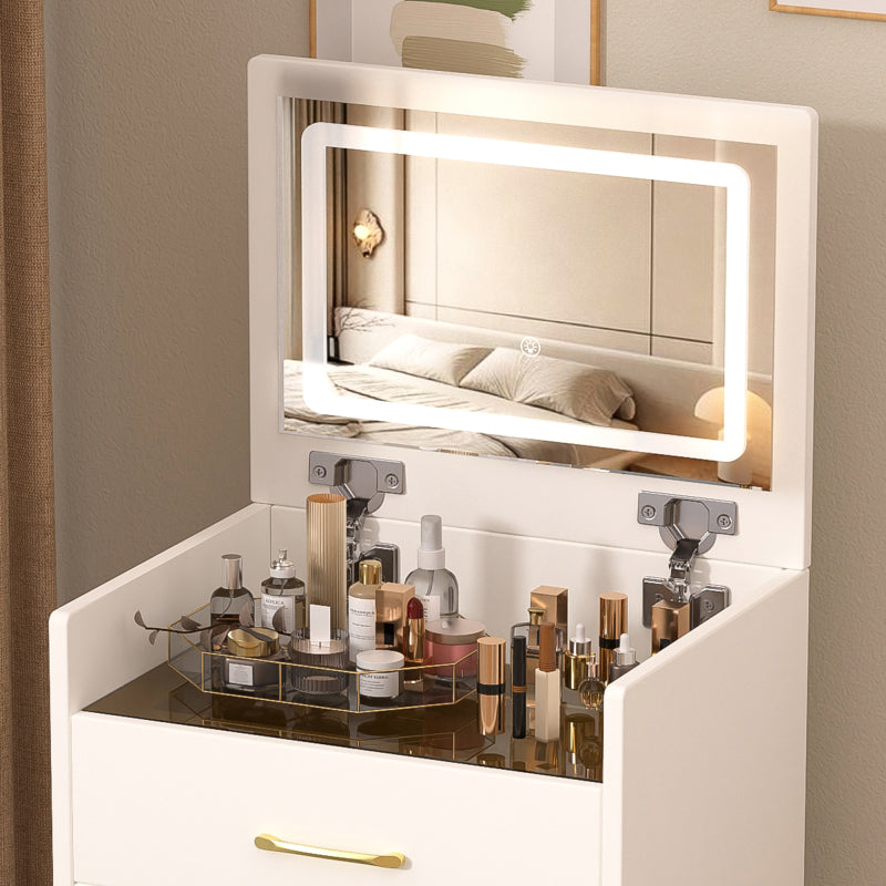Compact Makeup Vanity for Bedroom with Lift-Top Mirror