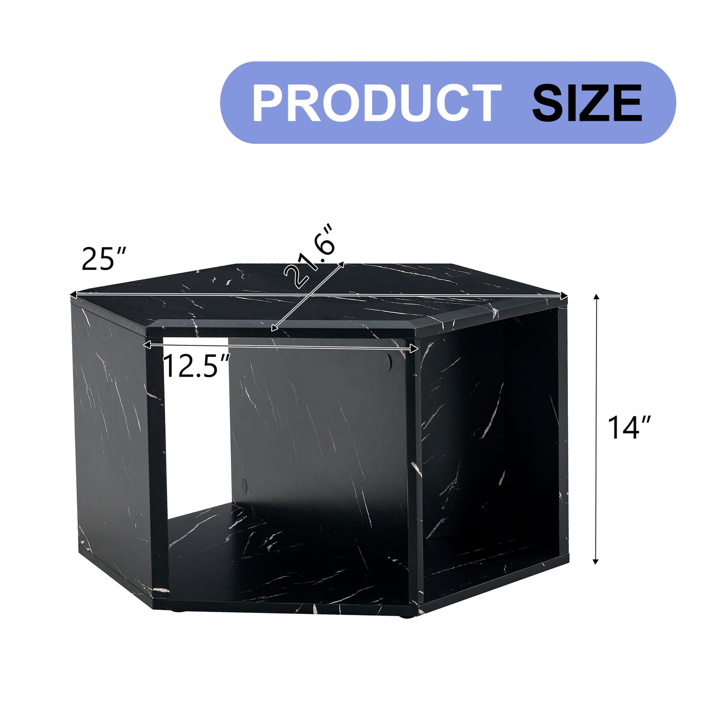 Modern Hexagon Coffee Table for Living Room, Extra Storage