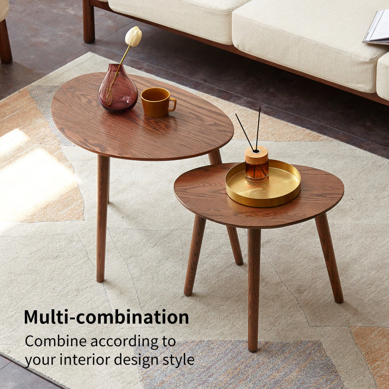 Natural Solid Oak Pebble Coffee Table for Living Room